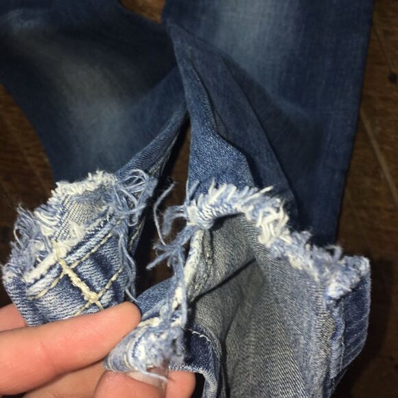 Miss Me 27 shimmery blingy patch western boot cut distressed jeans - Picture 3 of 6